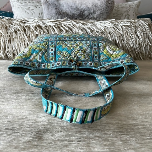 VERA BRADLEY Peacock Tic Tac Tote Toggle Close 2007 Paisley Green Blue Y2K - Picture 7 of 11